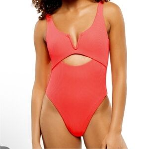 NWT SUMMERFUL Waikiki One Piece Swimsuit in Hot Coral Medium